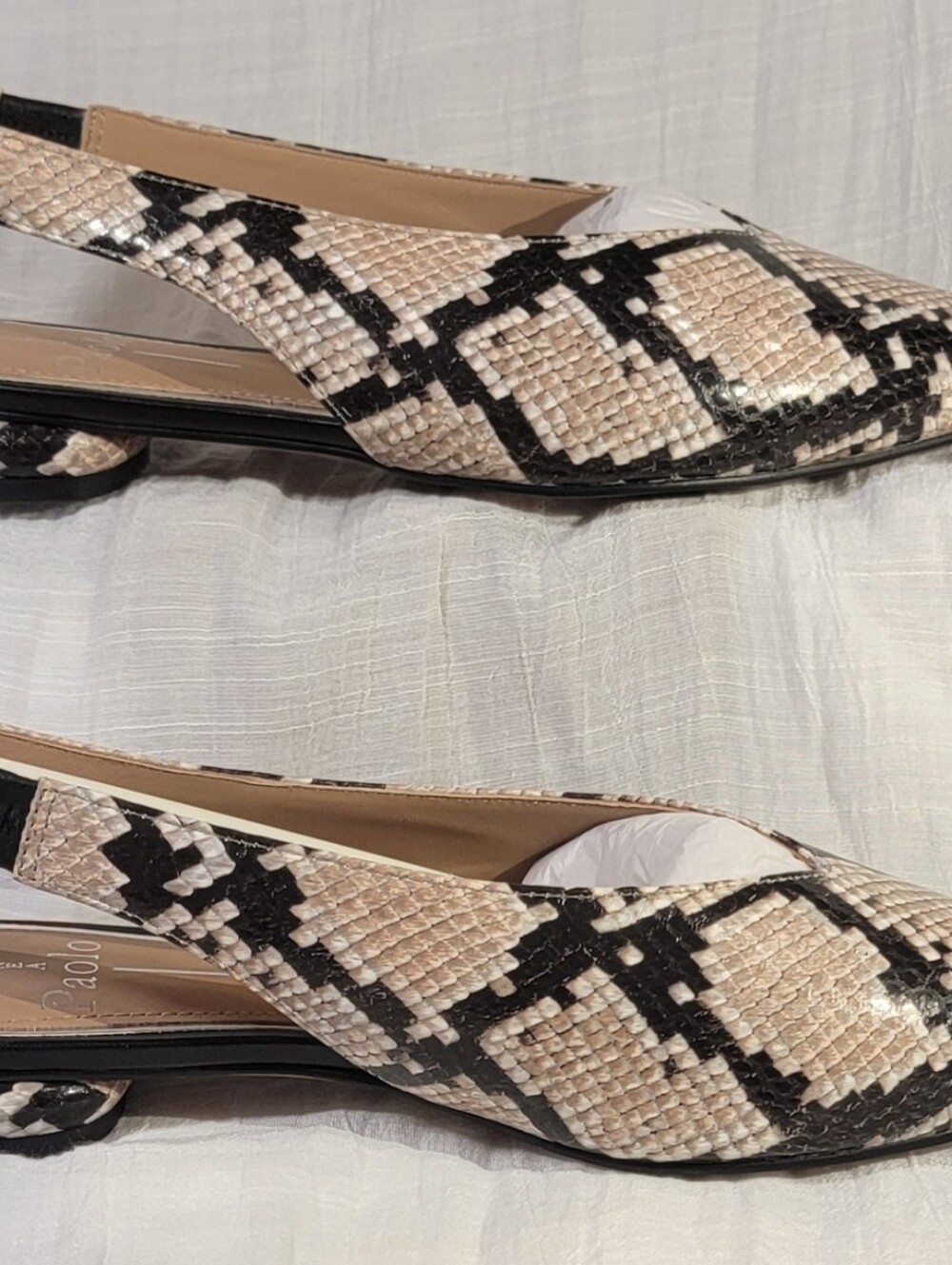 Linea Paolo Paula 2-L Snake Leather Slingback Flats Size 5.5 NWT